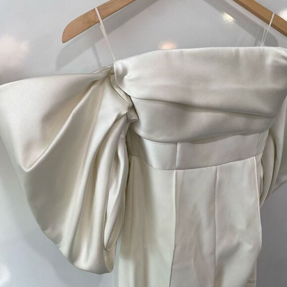 Solace London Womens Polyester Kasey Off The Shoulder Jumpsuit Cream Size 4 - Picture 10 of 16